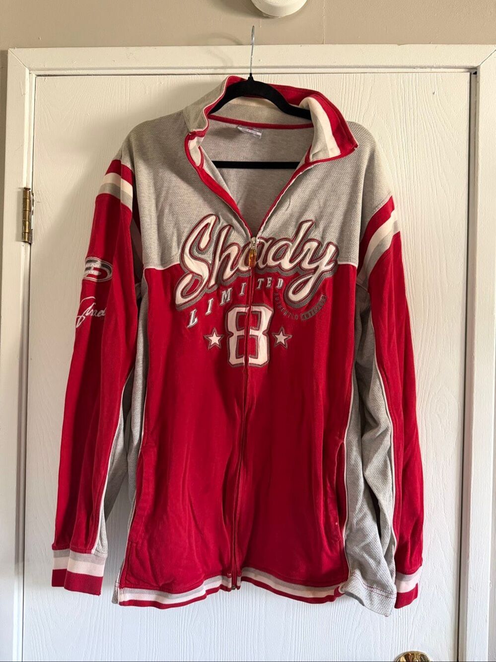 Vintage Y2K Shady Limited Eminem Full-Zip Track Jacket Red/Grey Size 2XL
